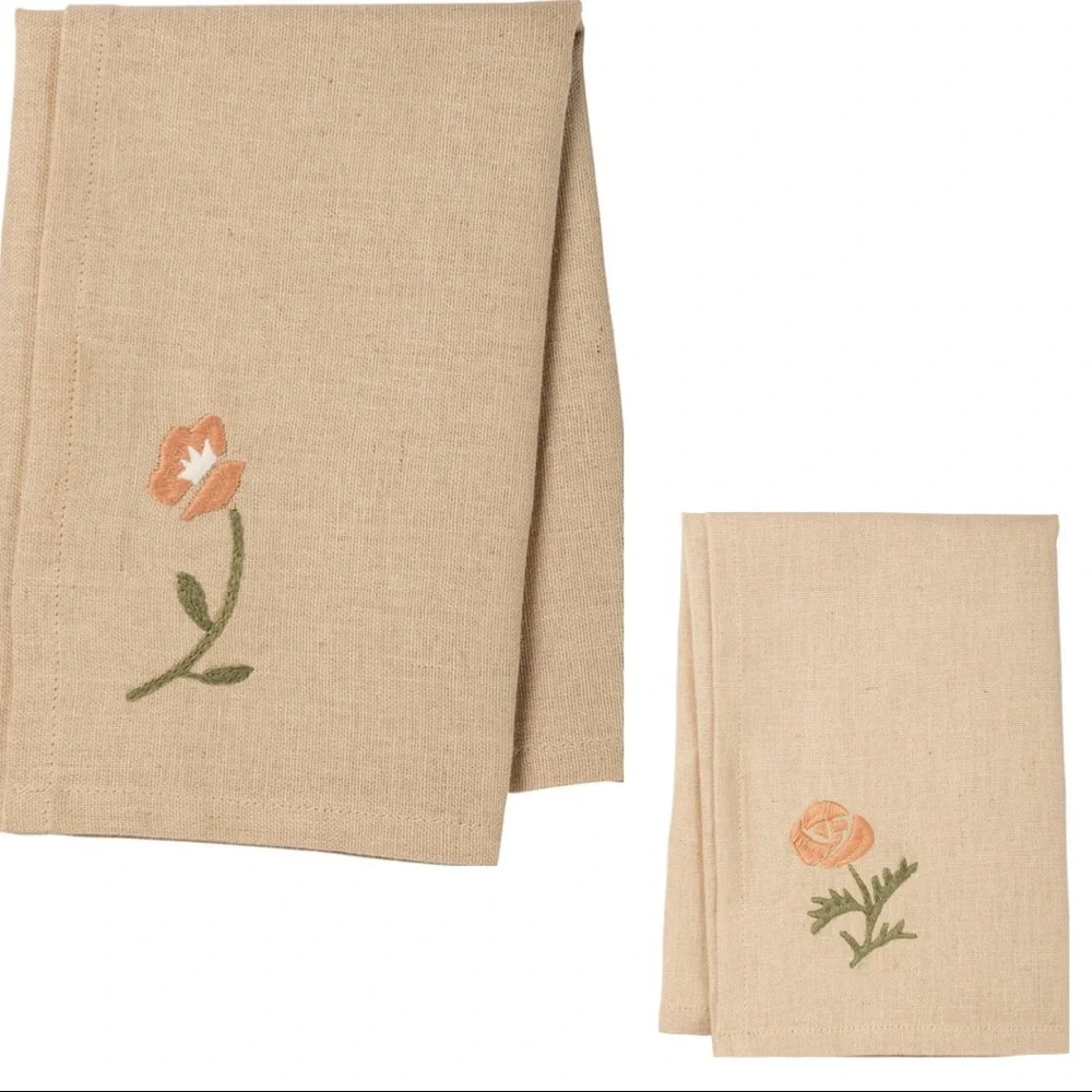 Four Fresh Linen Floral Dinner Napkins